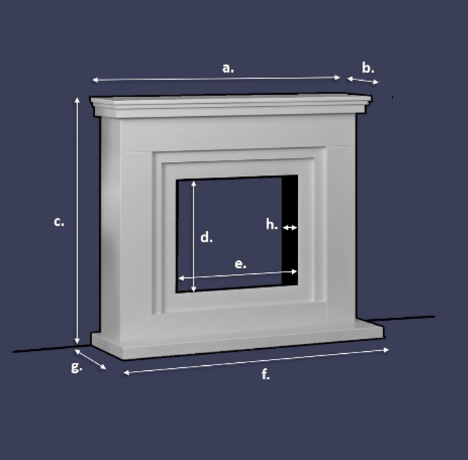 Electric fireplace diagram labeled for each part